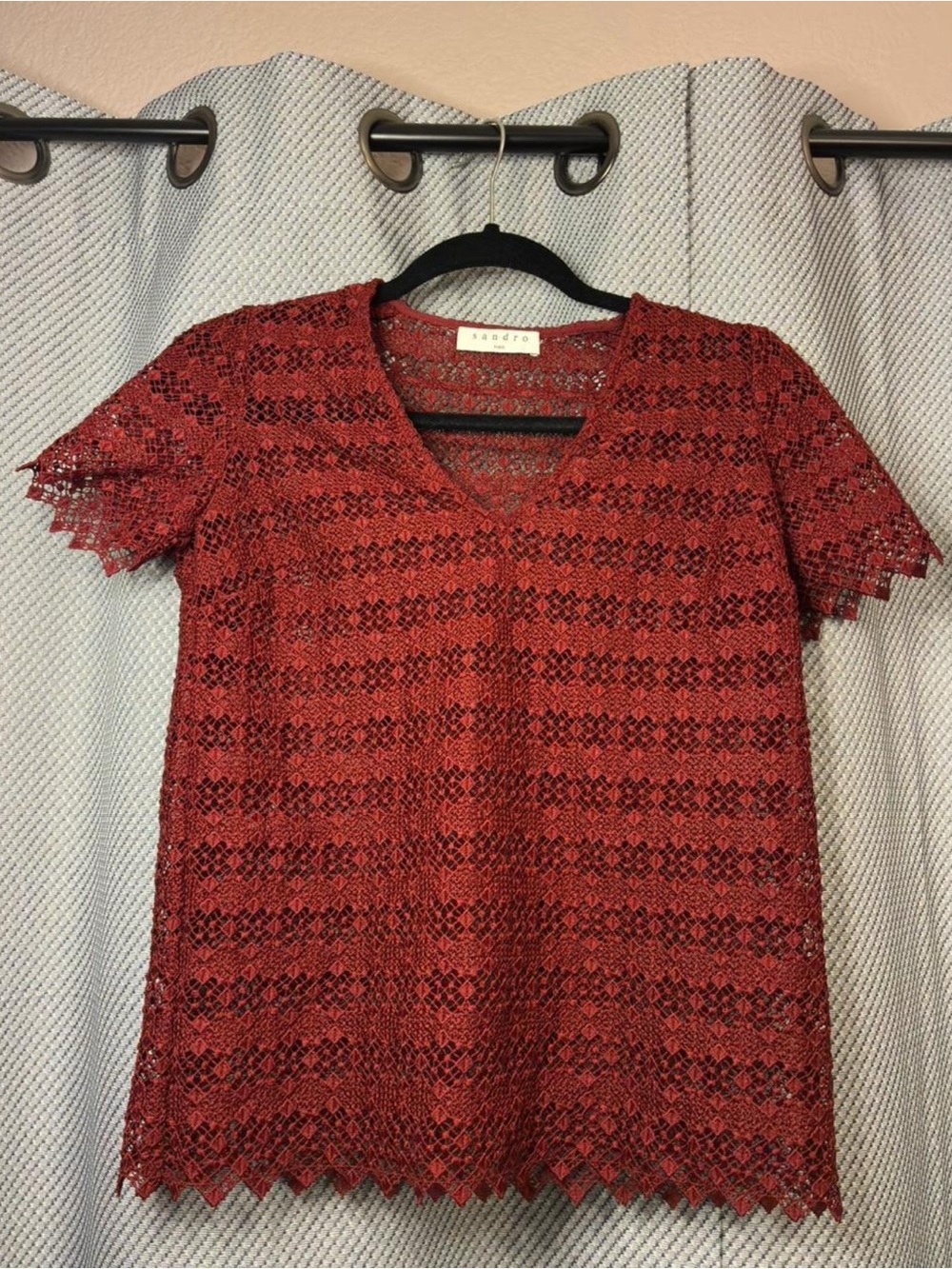 Sandro Red Lace Blouse